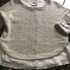 Very cute sweater with lace trim!